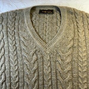 Men's V-Neck Sweater in Beige by Peruvian Connection. 100% Baby Alpaca
